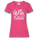 Junggesellenshirts.de Damenshirt XS / Fuchsia JGA Shirt Team "Wir Feiern"