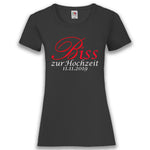 Junggesellenshirts.de Damenshirt XS / Schwarz JGA Shirt Braut "Biss Zur Hochzeit"