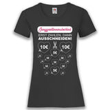 Junggesellenshirts.de Damenshirt XS / Schwarz JGA Shirt Braut "Erst Zahlen, Dann Ausschneiden!"