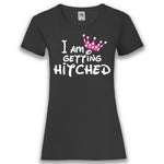 Junggesellenshirts.de Damenshirt XS / Schwarz JGA Shirt Braut "I Am Getting Hitched"