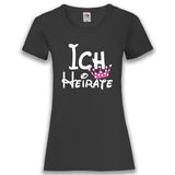 Junggesellenshirts.de Damenshirt XS / Schwarz JGA Shirt Braut "Ich Heirate"