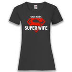 Junggesellenshirts.de Damenshirt XS / Schwarz JGA Shirt Braut "The Next Super Wife"