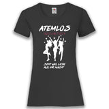 Junggesellenshirts.de Damenshirt XS / Schwarz JGA Shirt Team "Atemlos Durch Die Nacht"