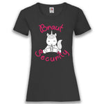 Junggesellenshirts.de Damenshirt XS / Schwarz JGA Shirt Team "Braut Security" Unicorn