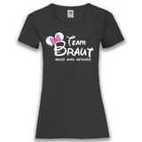 Junggesellenshirts.de Damenshirt XS / Schwarz JGA Shirt Team "Team Braut Heute Wird Gefeiert"