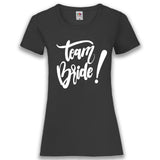 Junggesellenshirts.de Damenshirt XS / Schwarz JGA Shirt Team "Team Bride"