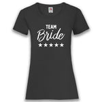 Junggesellenshirts.de Damenshirt XS / Schwarz JGA Shirt Team "Team Bride"