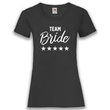 Junggesellenshirts.de Damenshirt XS / Schwarz JGA Shirt Team "Team Bride"