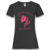 Junggesellenshirts.de Damenshirt XS / Schwarz JGA Shirt Team "Und Wir Nehmen Das Einhorn"