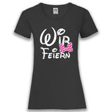 Junggesellenshirts.de Damenshirt XS / Schwarz JGA Shirt Team "Wir Feiern"