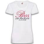 Junggesellenshirts.de Damenshirt XS / Weiß JGA Shirt Braut "Biss Zur Hochzeit"