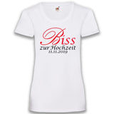 Junggesellenshirts.de Damenshirt XS / Weiß JGA Shirt Braut "Biss Zur Hochzeit"