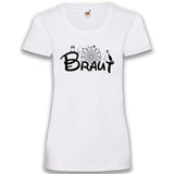 Junggesellenshirts.de Damenshirt XS / Weiß JGA Shirt Braut "Feuerwerk"