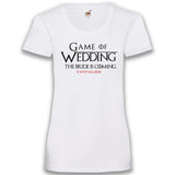 Junggesellenshirts.de Damenshirt XS / Weiß JGA Shirt Braut "Game Of Wedding"