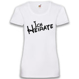 Junggesellenshirts.de Damenshirt XS / Weiß JGA Shirt Braut "Ich Heirate" Basic Variante