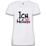 Junggesellenshirts.de Damenshirt XS / Weiß JGA Shirt Braut "Ich Heirate"