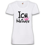 Junggesellenshirts.de Damenshirt XS / Weiß JGA Shirt Braut "Ich Heirate"