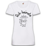Junggesellenshirts.de Damenshirt XS / Weiß JGA Shirt Braut "Ich Heirate" Unicorn