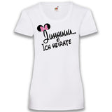 Junggesellenshirts.de Damenshirt XS / Weiß JGA Shirt Braut "Juhhuuu..."