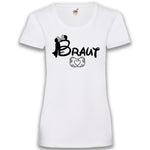 Junggesellenshirts.de Damenshirt XS / Weiß JGA Shirt Braut "Minnie"
