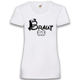 Junggesellenshirts.de Damenshirt XS / Weiß JGA Shirt Braut "Minnie"