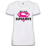 Junggesellenshirts.de Damenshirt XS / Weiß JGA Shirt Braut "The Next Super Wife"