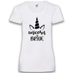 Junggesellenshirts.de Damenshirt XS / Weiß JGA Shirt Braut "Unicorn Bride"