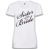 Junggesellenshirts.de Damenshirt XS / Weiß JGA Shirt Schwester "Sister Of The Bride"