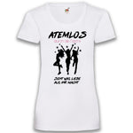 Junggesellenshirts.de Damenshirt XS / Weiß JGA Shirt Team "Atemlos Durch Die Nacht"