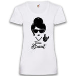 Junggesellenshirts.de Damenshirt XS / Weiß JGA Shirt Team "Team Braut Rock 'n' Roll"