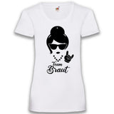 Junggesellenshirts.de Damenshirt XS / Weiß JGA Shirt Team "Team Braut Rock 'n' Roll"