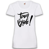 Junggesellenshirts.de Damenshirt XS / Weiß JGA Shirt Team "Team Bride"