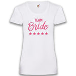 Junggesellenshirts.de Damenshirt XS / Weiß JGA Shirt Team "Team Bride"