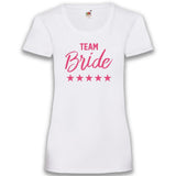 Junggesellenshirts.de Damenshirt XS / Weiß JGA Shirt Team "Team Bride"