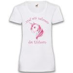 Junggesellenshirts.de Damenshirt XS / Weiß JGA Shirt Team "Und Wir Nehmen Das Einhorn"