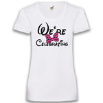 Junggesellenshirts.de Damenshirt XS / Weiß JGA Shirt Team "We're Celebrating"