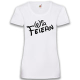 Junggesellenshirts.de Damenshirt XS / Weiß JGA Shirt Team "Wir Feiern" Basic Variante