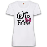 Junggesellenshirts.de Damenshirt XS / Weiß JGA Shirt Team "Wir Feiern"