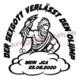 Junggesellenshirts.de Herrenshirt JGA Shirt Bräutigam "Der Sexgott Verlässt Den Olymp"