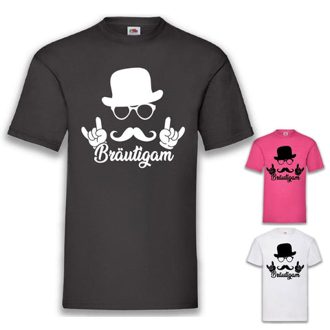 Junggesellenshirts.de Herrenshirt JGA Shirt Bräutigam "Hipster"