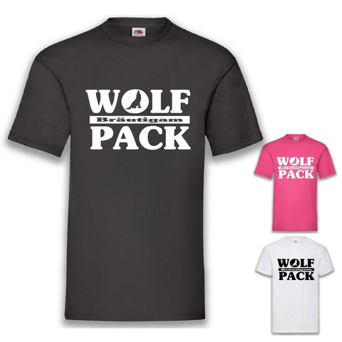 Junggesellenshirts.de Herrenshirt JGA Shirt Bräutigam "Wolfpack"