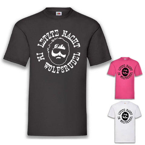Junggesellenshirts.de Herrenshirt JGA Shirt "Letzte Nacht Im Wolfsrudel"