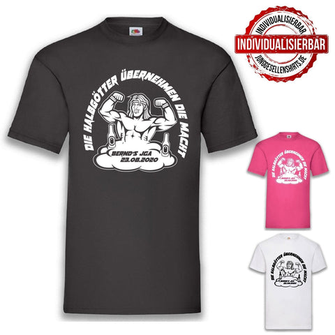 Junggesellenshirts.de Herrenshirt JGA Shirt Team "Die Halbgötter Übernehmen Die Macht"