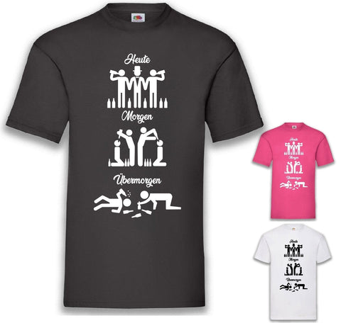 Junggesellenshirts.de Herrenshirt JGA Shirt Team "Heute, Morgen, Übermorgen"