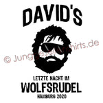 Junggesellenshirts.de Herrenshirt JGA Shirt Team "Letzte Nacht im Wolfsrudel"