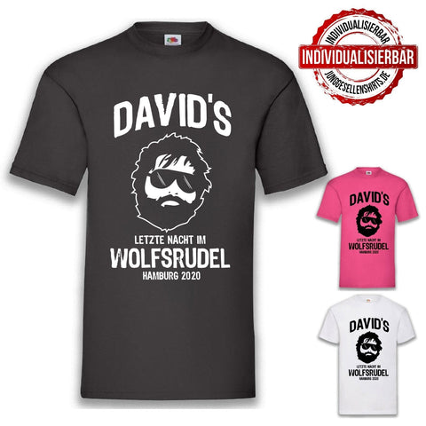 Junggesellenshirts.de Herrenshirt JGA Shirt Team "Letzte Nacht im Wolfsrudel"