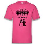 Junggesellenshirts.de Herrenshirt S / Fuchsia JGA Shirt Bräutigam "Heute, Morgen"
