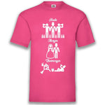 Junggesellenshirts.de Herrenshirt S / Fuchsia JGA Shirt Bräutigam "Heute, Morgen, Übermorgen"