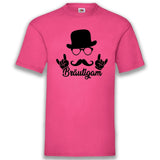 Junggesellenshirts.de Herrenshirt S / Fuchsia JGA Shirt Bräutigam "Hipster"