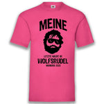 Junggesellenshirts.de Herrenshirt S / Fuchsia JGA Shirt Bräutigam "Letzte Nacht Im Wolfsrudel"